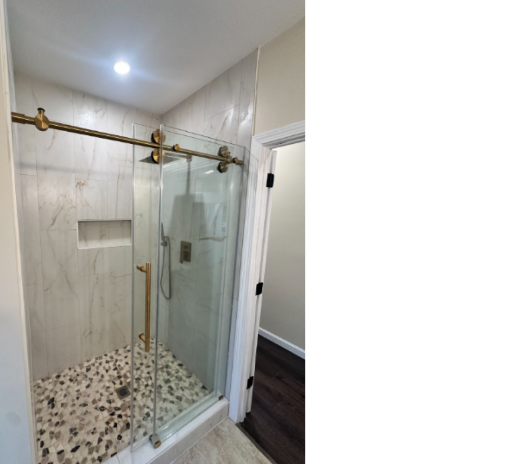 Luxe Bathroom Refresh: Stone Floors, Gold Hardware & Marble Elegance